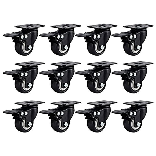 2 With Brake Swivel Caster Wheels Rubber Base with Top Plate & Bearing Heavy Duty with Total Lock Brake Pack of 4 Black by Online Best Service 